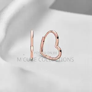 Rose Gold Heart Hoop Earrings