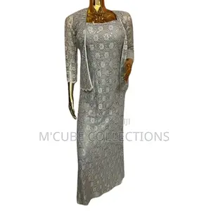 Silver Lace Maxi Dress With Jacket