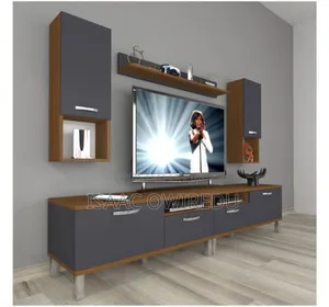 Television Wall Mounted Design With Doors and High-Quality Wood