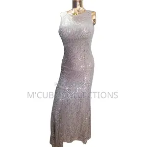 Silver Sequin Evening Gown