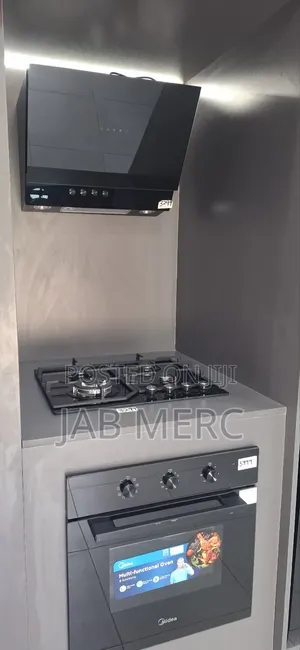 Midea 3 Sets All Black 60cm Oven Gas Cooker and Extractor Brand New
