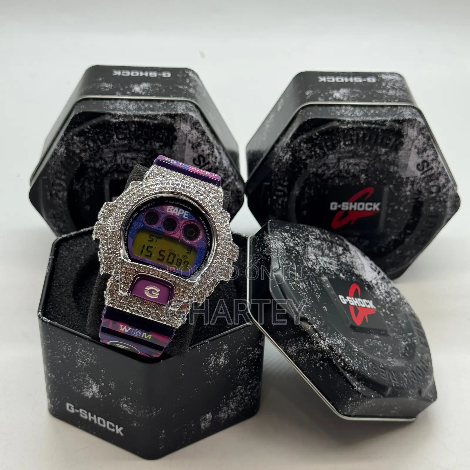 Gshock Unique Designed Iced Bezel Men’S Digital Watch. In Colors