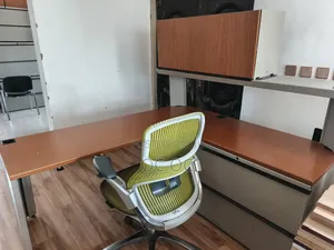 Office Desk and Metal Cabinet