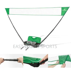 Poles & 4x Badminton Racket And Net Volley Home Sports