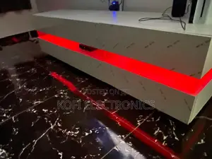 White Melamine High Gloss Tv Stand in White With Led Lighting