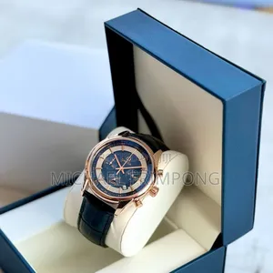 Black Leather Omega Watches For Men