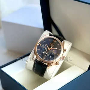 Black Leather Omega Watches For Men