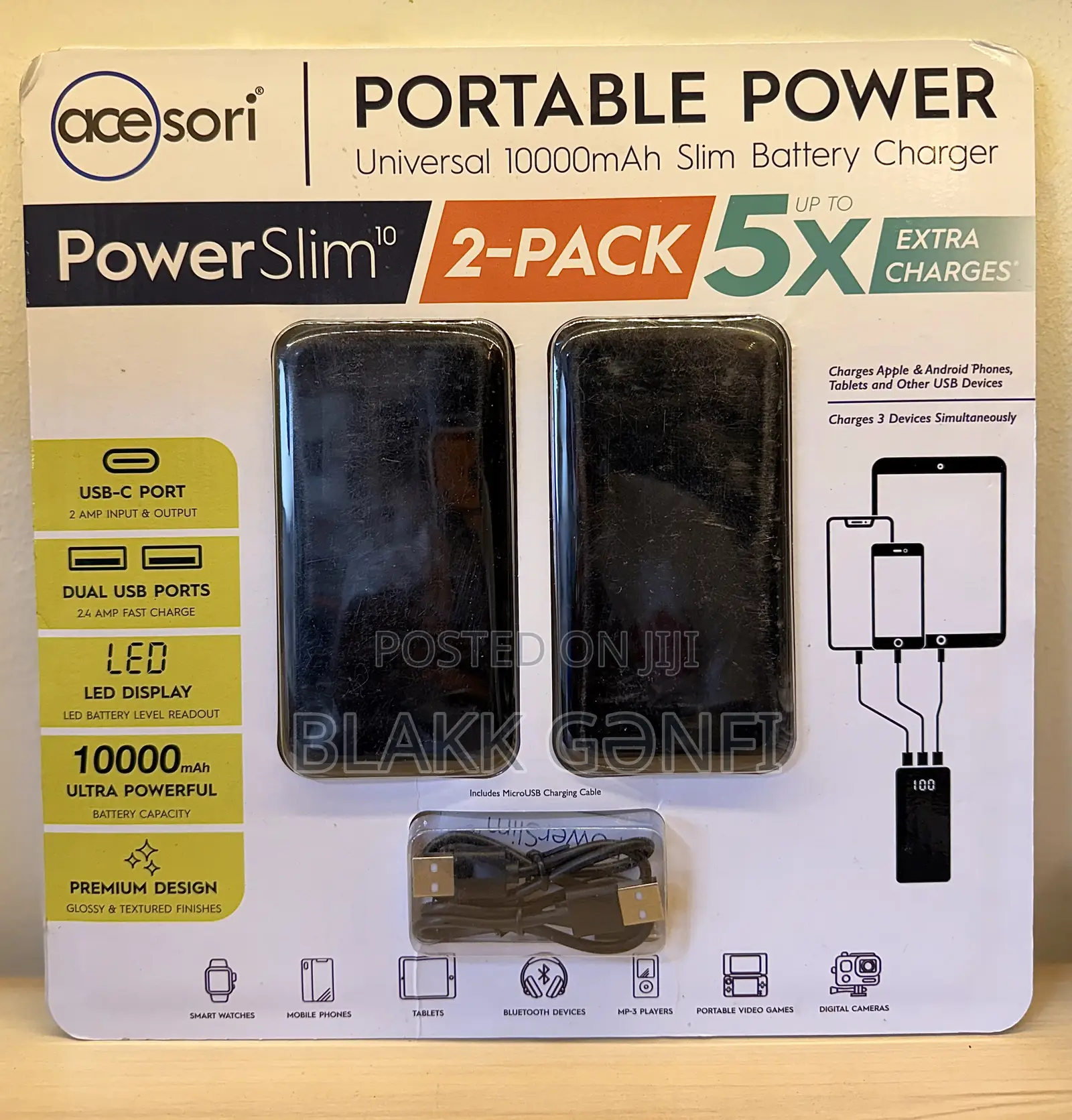 Acesori Powerslim10 2-Pack Led 10,000mah Portable Power Banks
