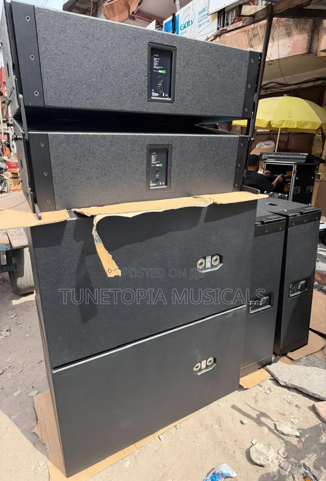 4pieces 12inches Gls Line Array With Double Bass & Amplifier Rack Set