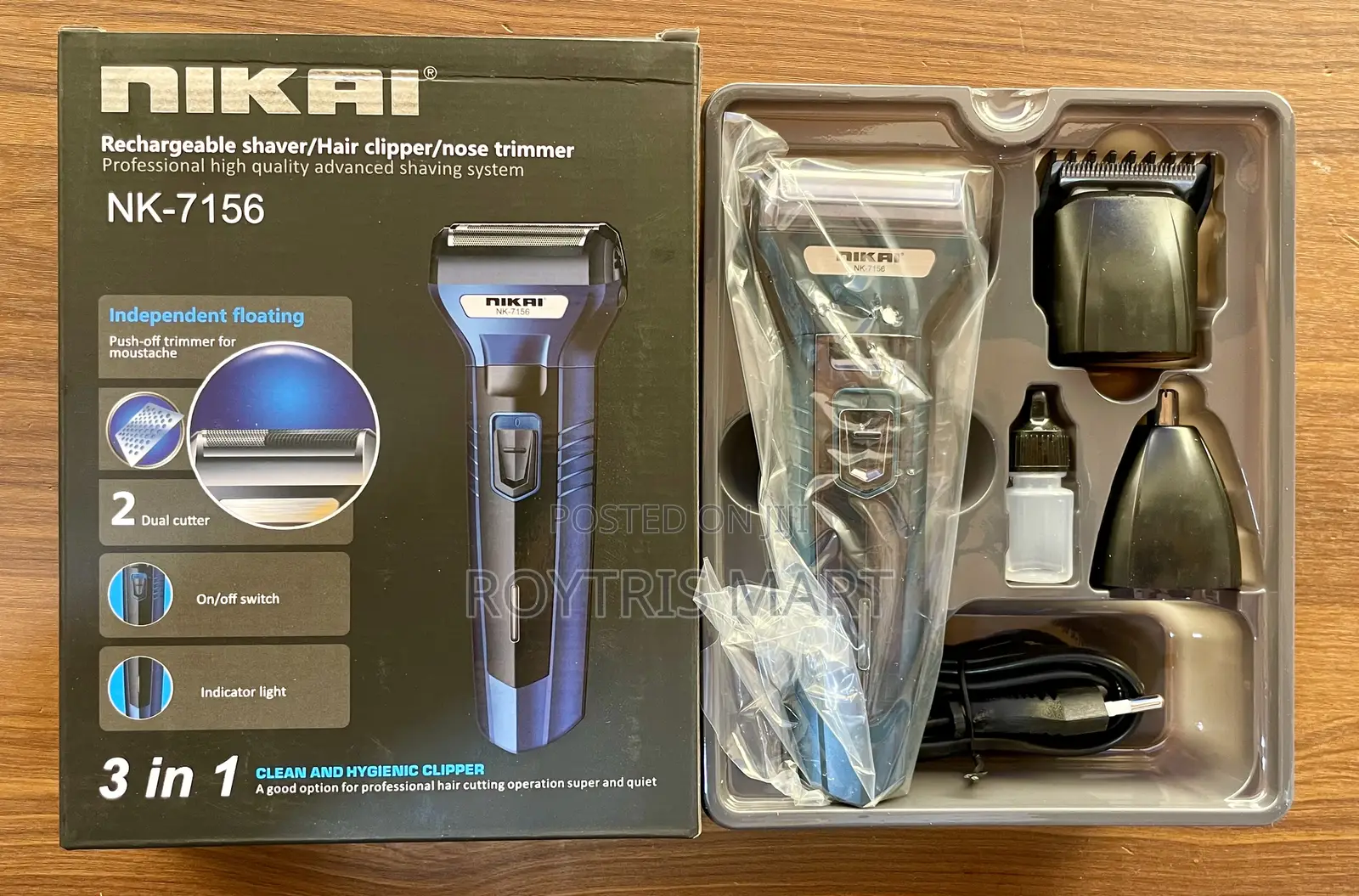 Nikai Nk-7156 3-in-1 Rechargeable Shaver