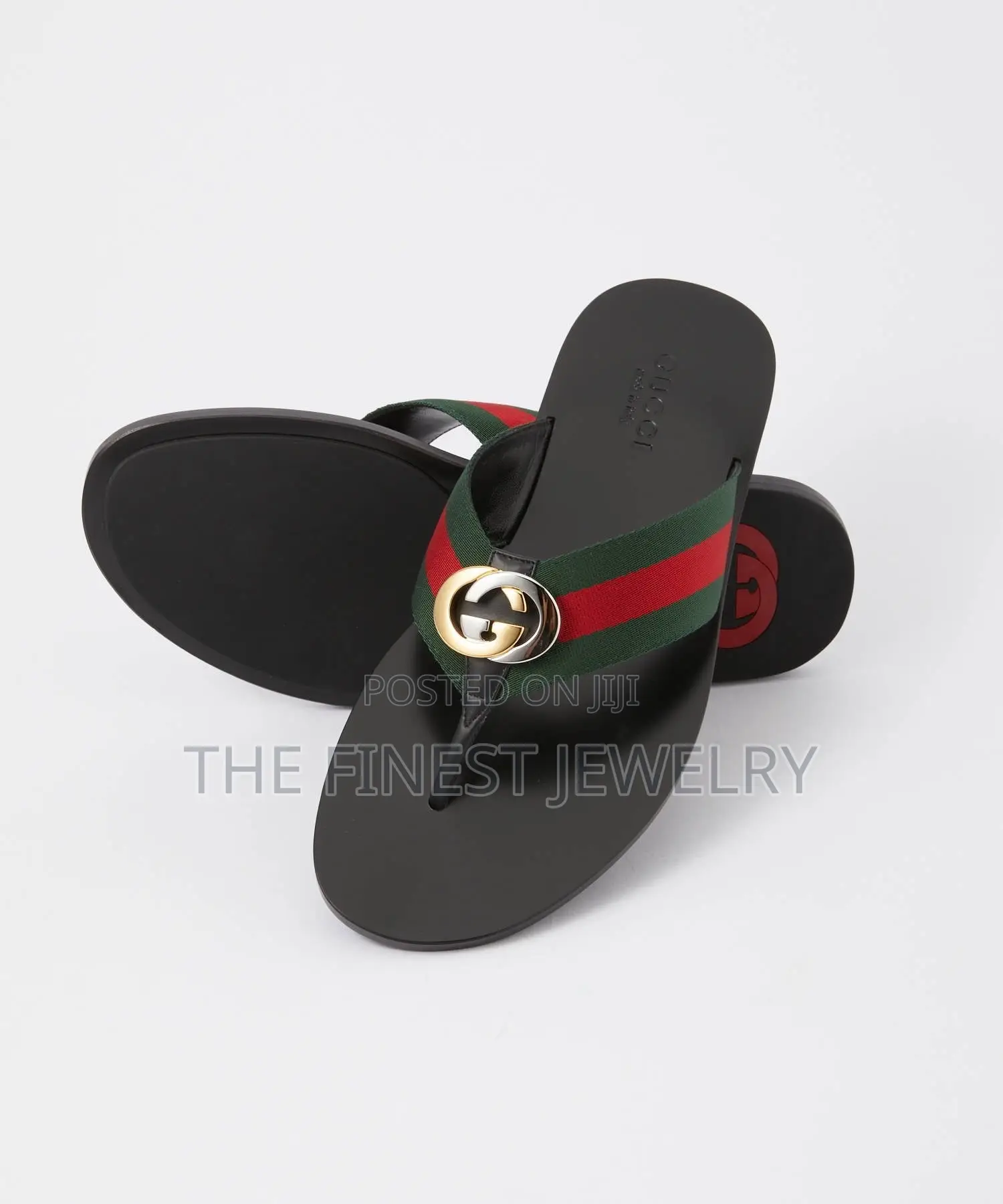 Gucci Men's Thong Sandals Featuring the Iconic Green and Red
