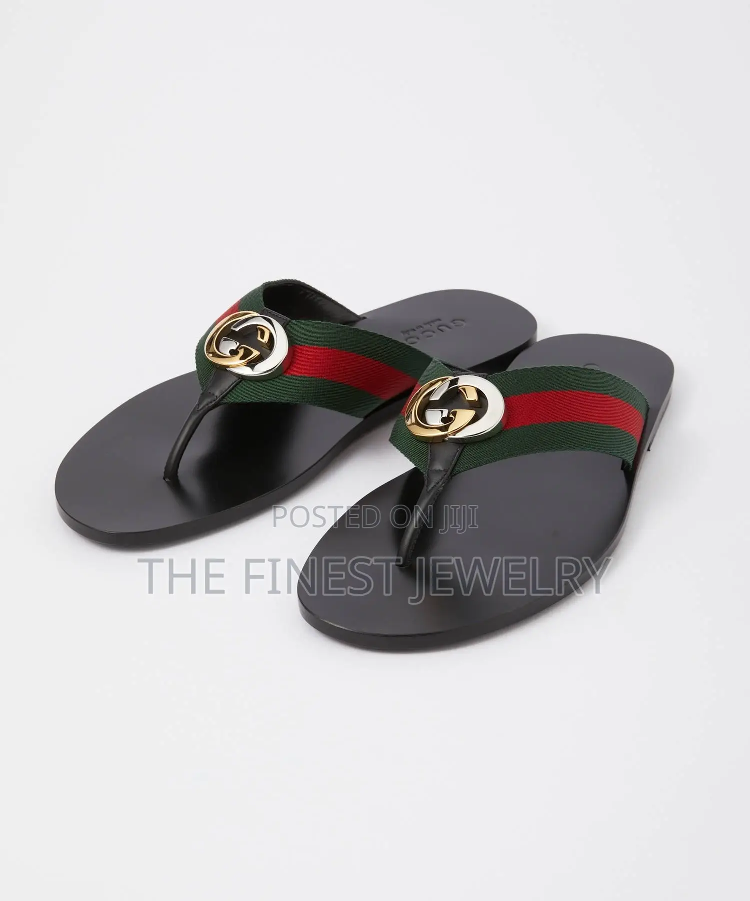 Gucci Men's Thong Sandals Featuring the Iconic Green and Red