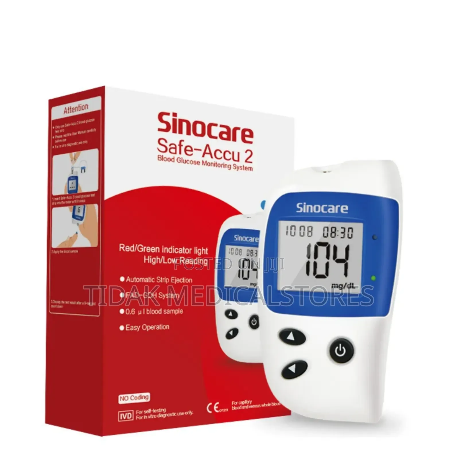 Glucometer + 50strips + 50lancets (Sinocare Safe Accu 2)