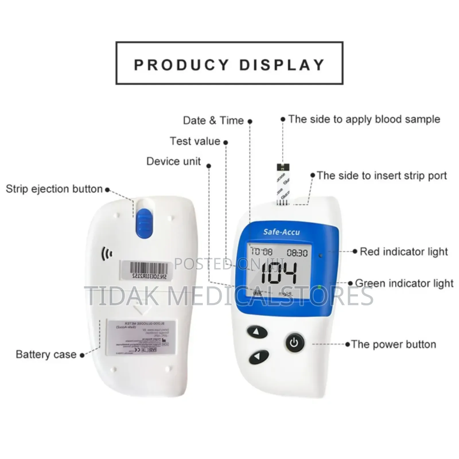 Glucometer + 50strips + 50lancets (Sinocare Safe Accu 2)