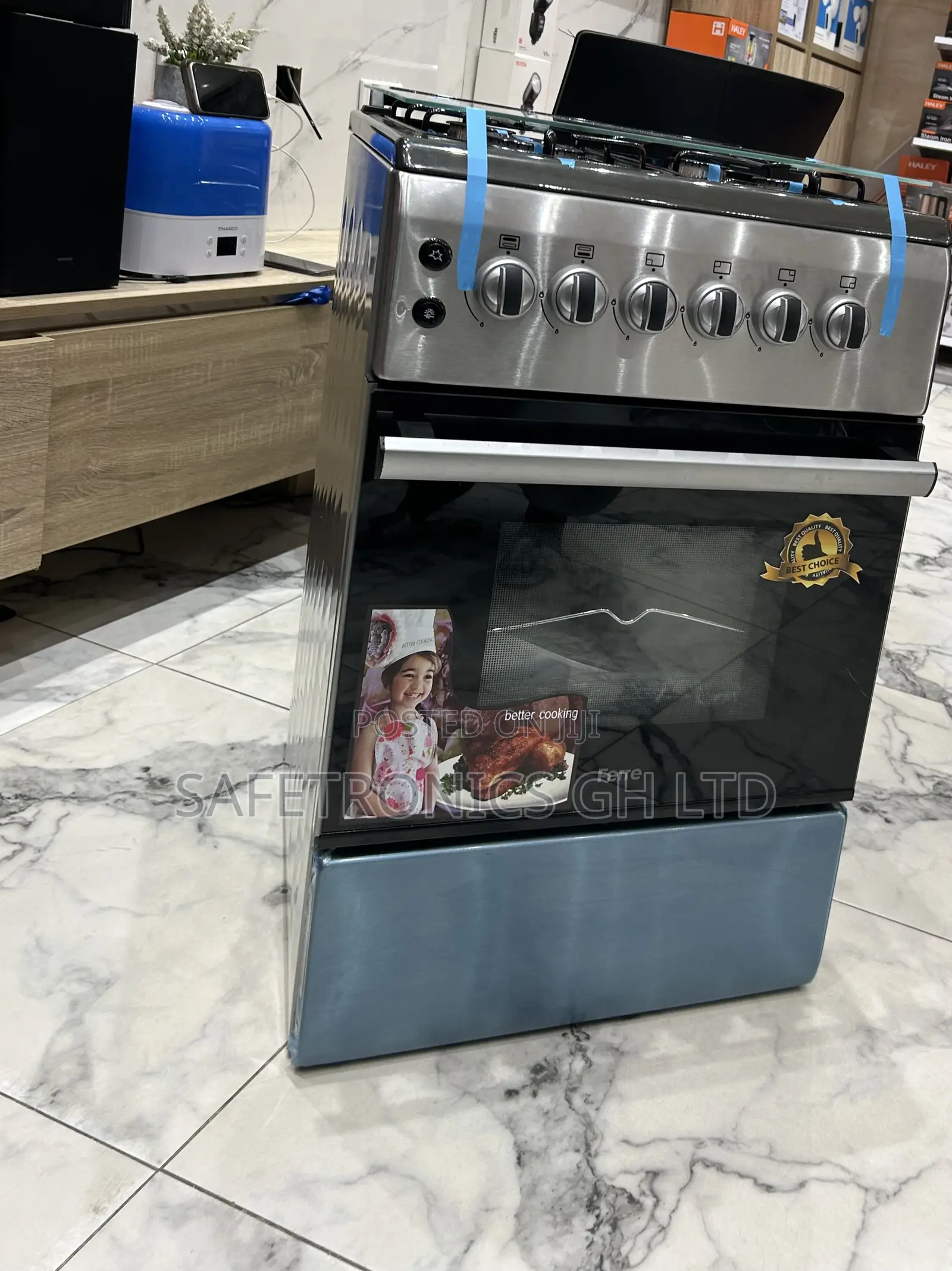 Try Efficient Ferre Grey Glass Lid 60x60 4 Gas Cooker Oven With Grill