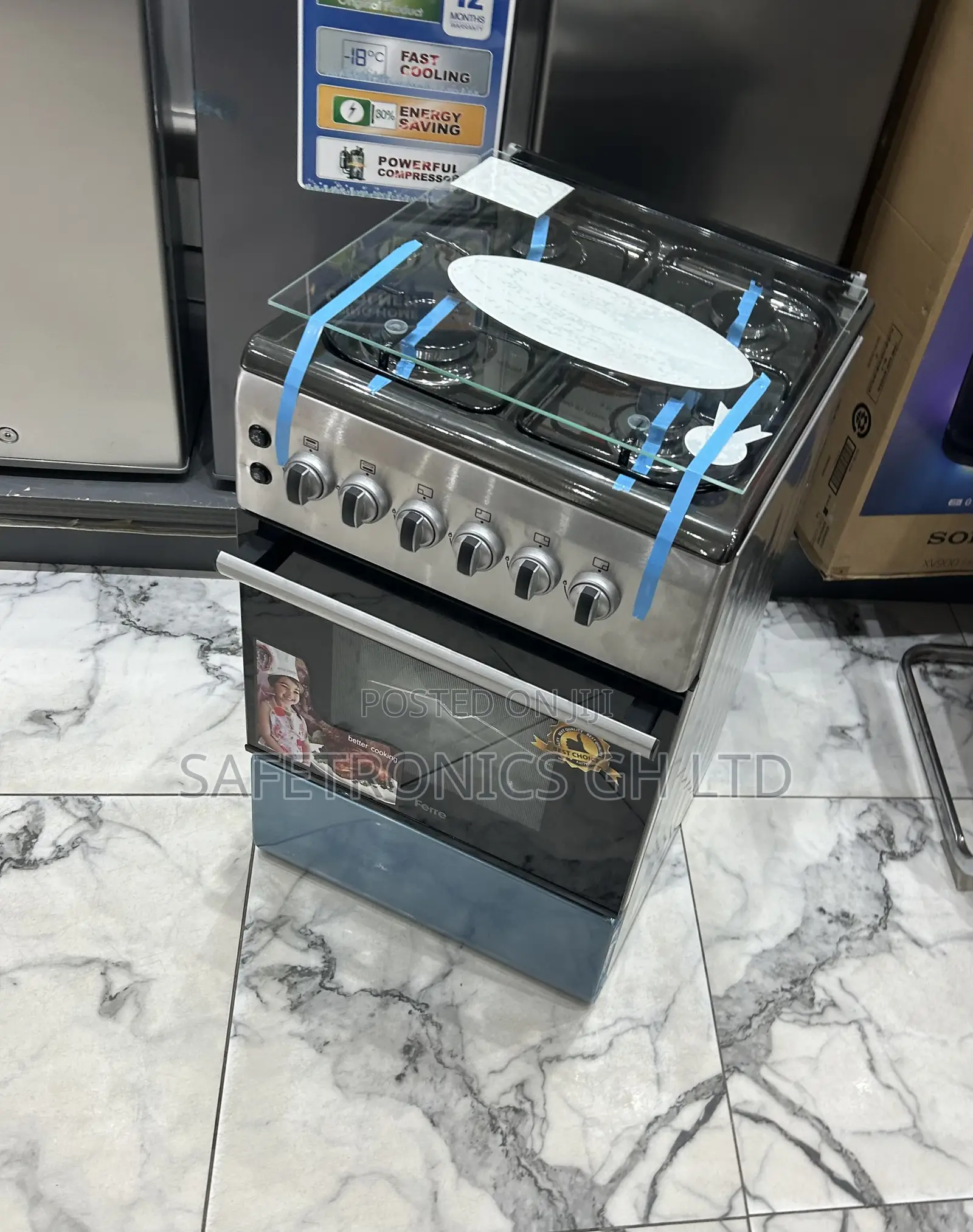 Choose New Ferre 60x50 Glass Lid 4 Gas Oven With Grill Cooker