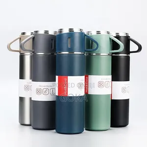 Double-Wall Thermal Mug Water Bottle Gift Set 2 Extra Cups