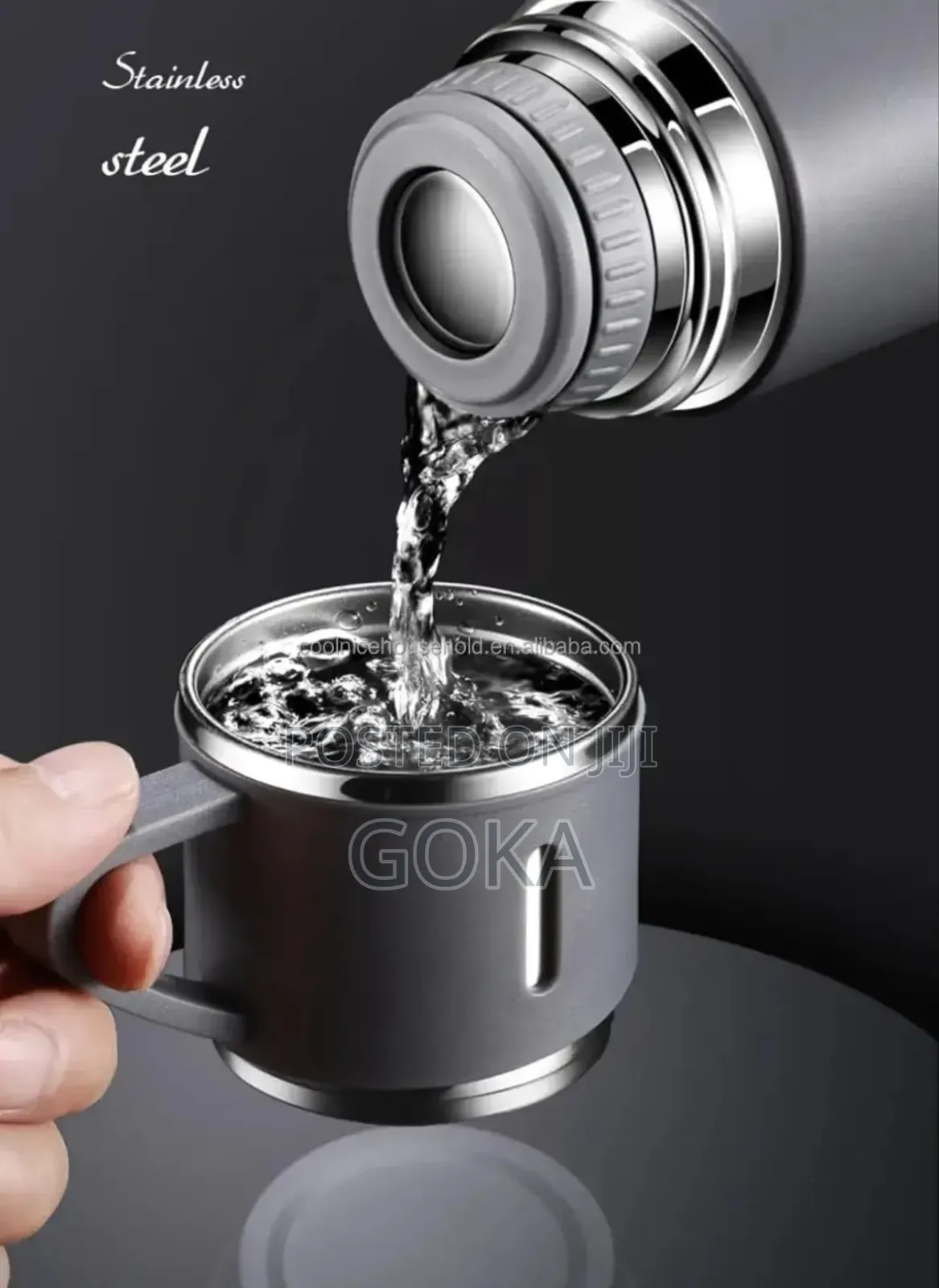 Double-Wall Thermal Mug Water Bottle Gift Set 2 Extra Cups