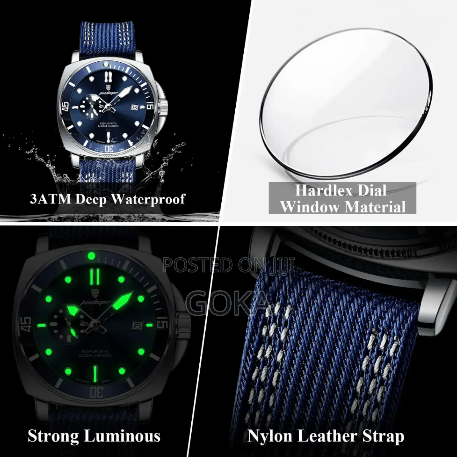 Luxury Leather Waterproof Luminous Quartz Men's Wristwatch