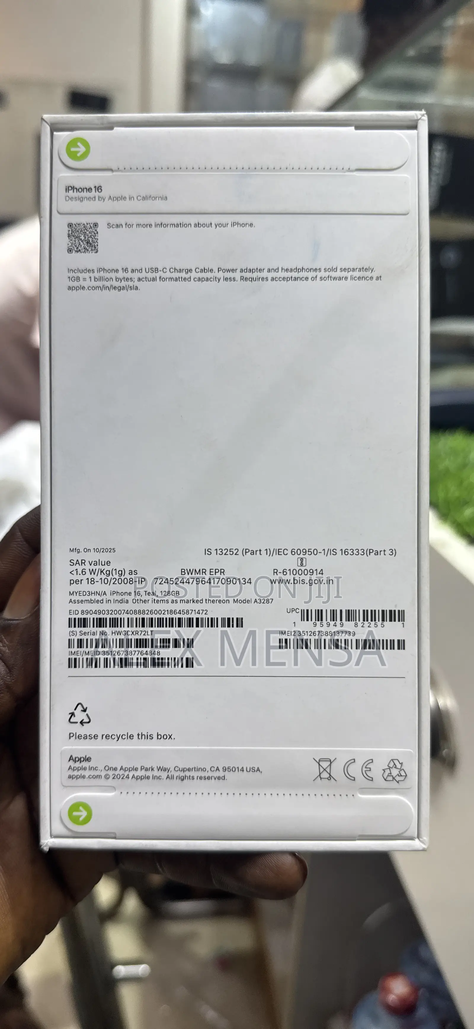 New Apple iPhone 16 128 GB Blue