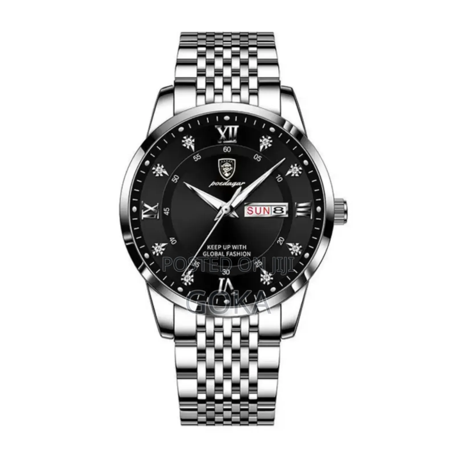 Poedagar Luxury Stain0less Steel Waterproof Luminous Quartz Watch