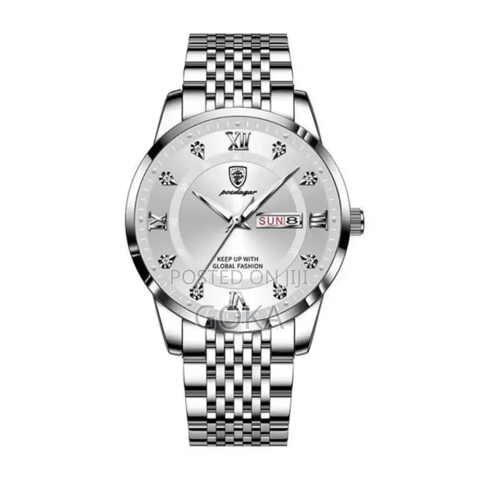 Poedagar Luxury Stain0less Steel Waterproof Luminous Quartz Watch
