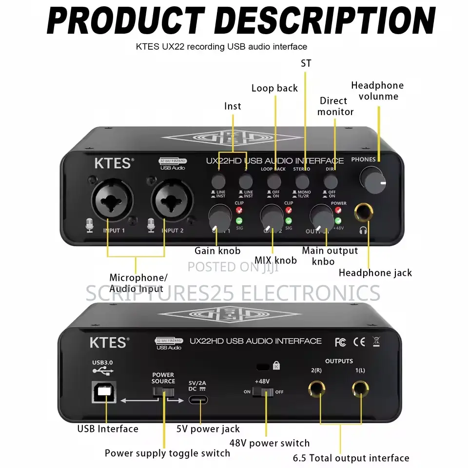 Professional Hd 32bit/19khz Soundcard (Ux22hd Sound Card)