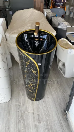 Podium Hand Wash Basin. Black and Gold 2112-6