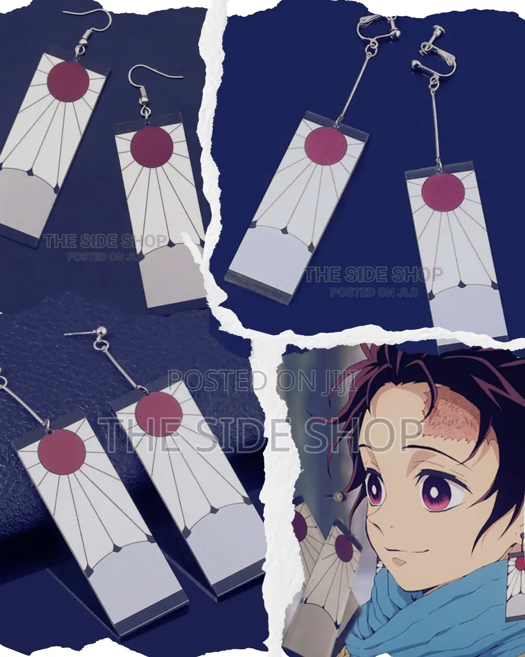 Demon Slayer Tanjiro Hanafuda Earrings Anime Cosplay