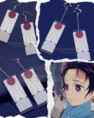 Demon Slayer Tanjiro Hanafuda Earrings Anime Cosplay