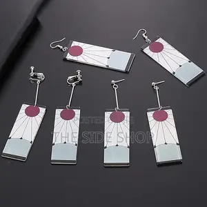 Demon Slayer Tanjiro Hanafuda Earrings Anime Cosplay