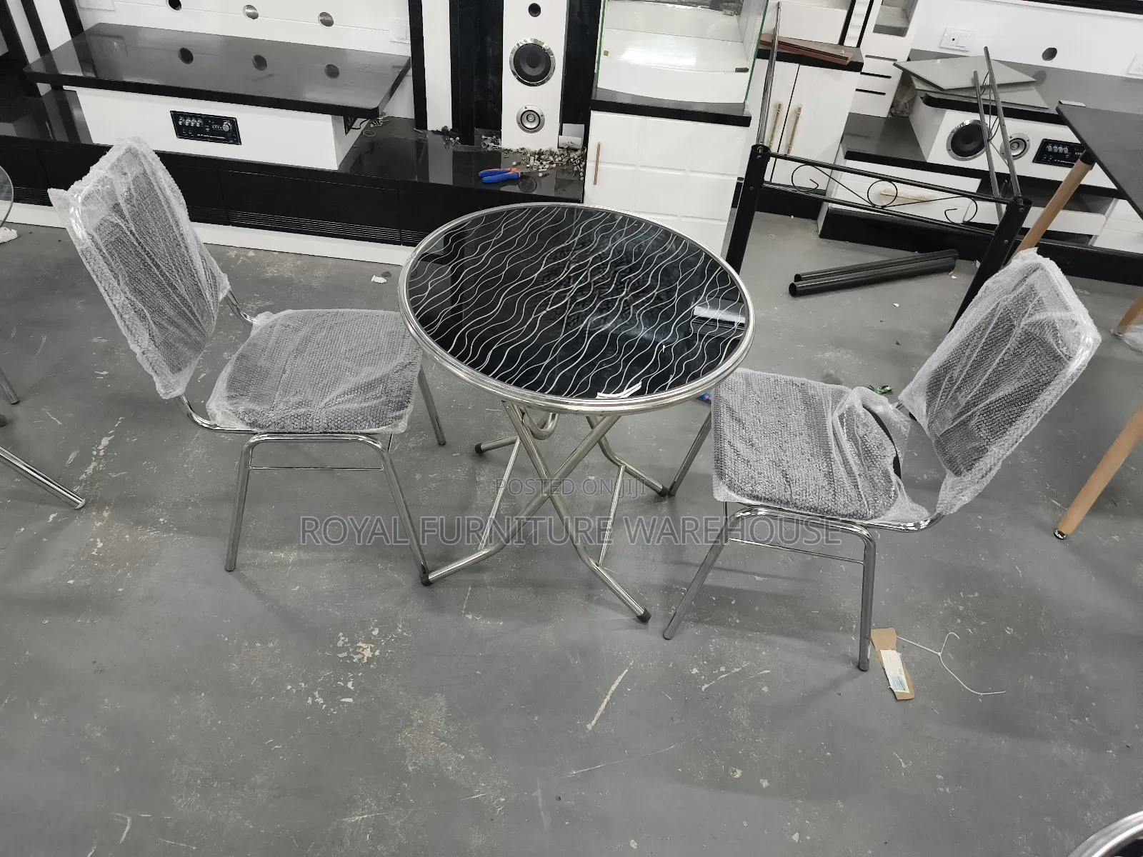 2 Seater Dining Set (Foldable Table, 2 Metal Upholstery Chairs)