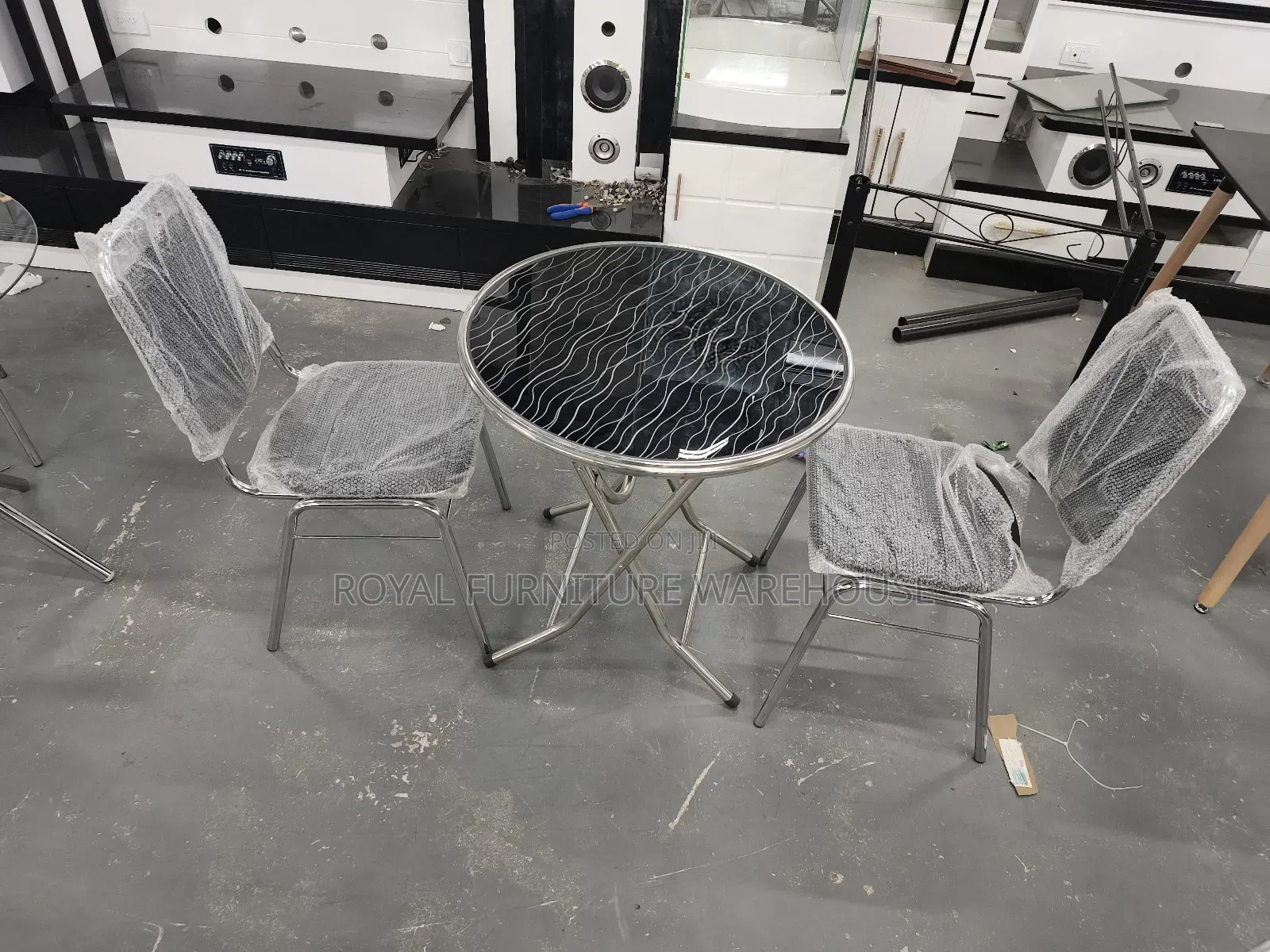 2 Seater Dining Set (Foldable Table, 2 Metal Upholstery Chairs)