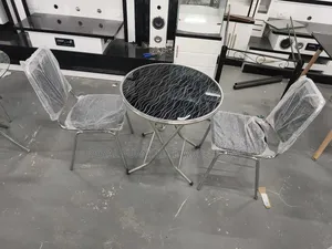2 Seater Dining Set (Foldable Table, 2 Metal Upholstery Chairs)