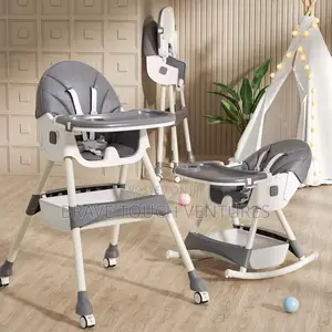 4-in-1 Baby High Dinning Chair With Adjustable Seat Tray Wheels