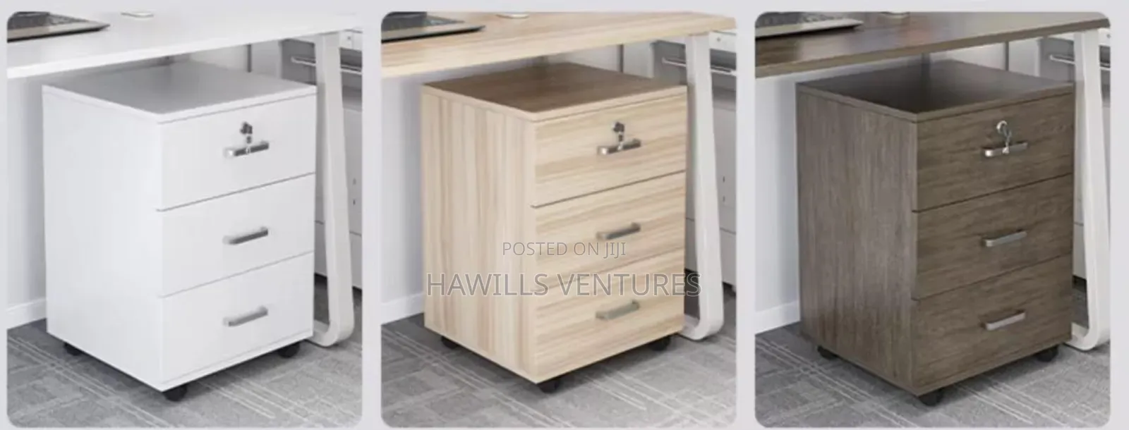 Three Drawer Brown Wooden Drawer (Brown Colour)