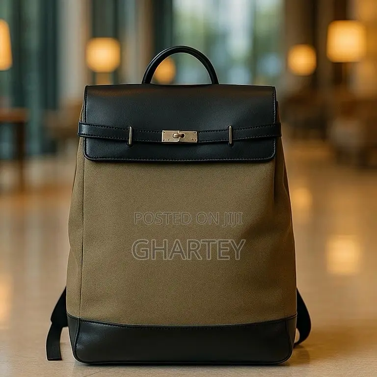Two Tone Genuine Quality Canvas Leather Bagpack