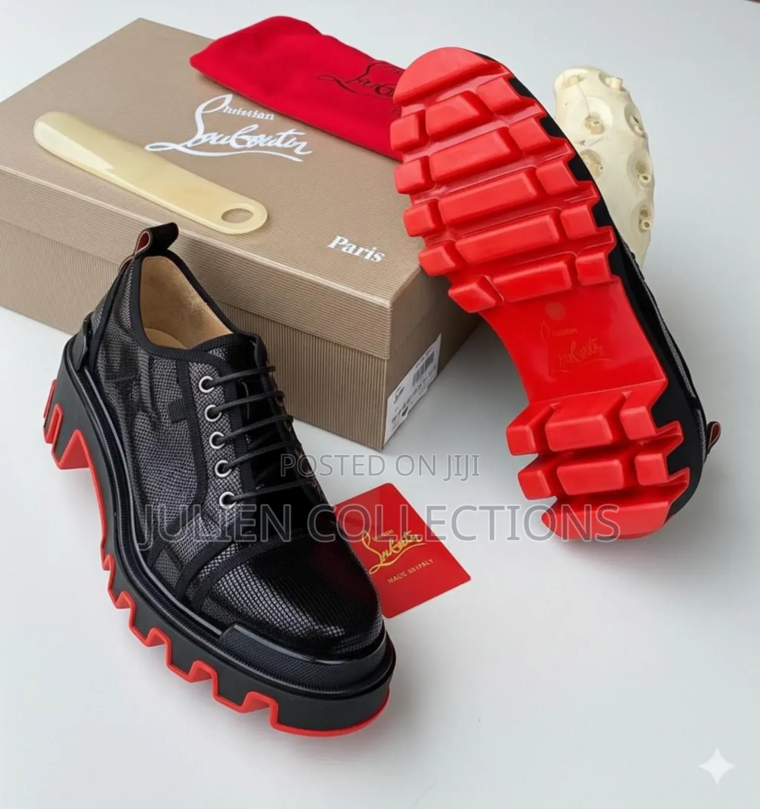 Christian Louboutin Panamic Leather Og Black and Red