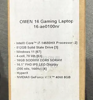New Laptop HP Omen 16 16GB Intel Core i7 SSD 512GB