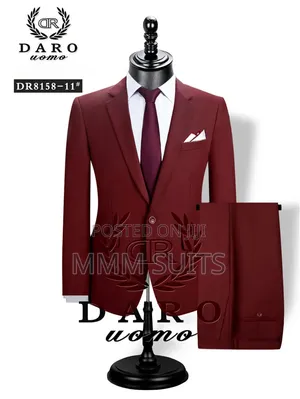 Official Wine or Burgundy 2-Piece Classic Men Suit in All Sizes