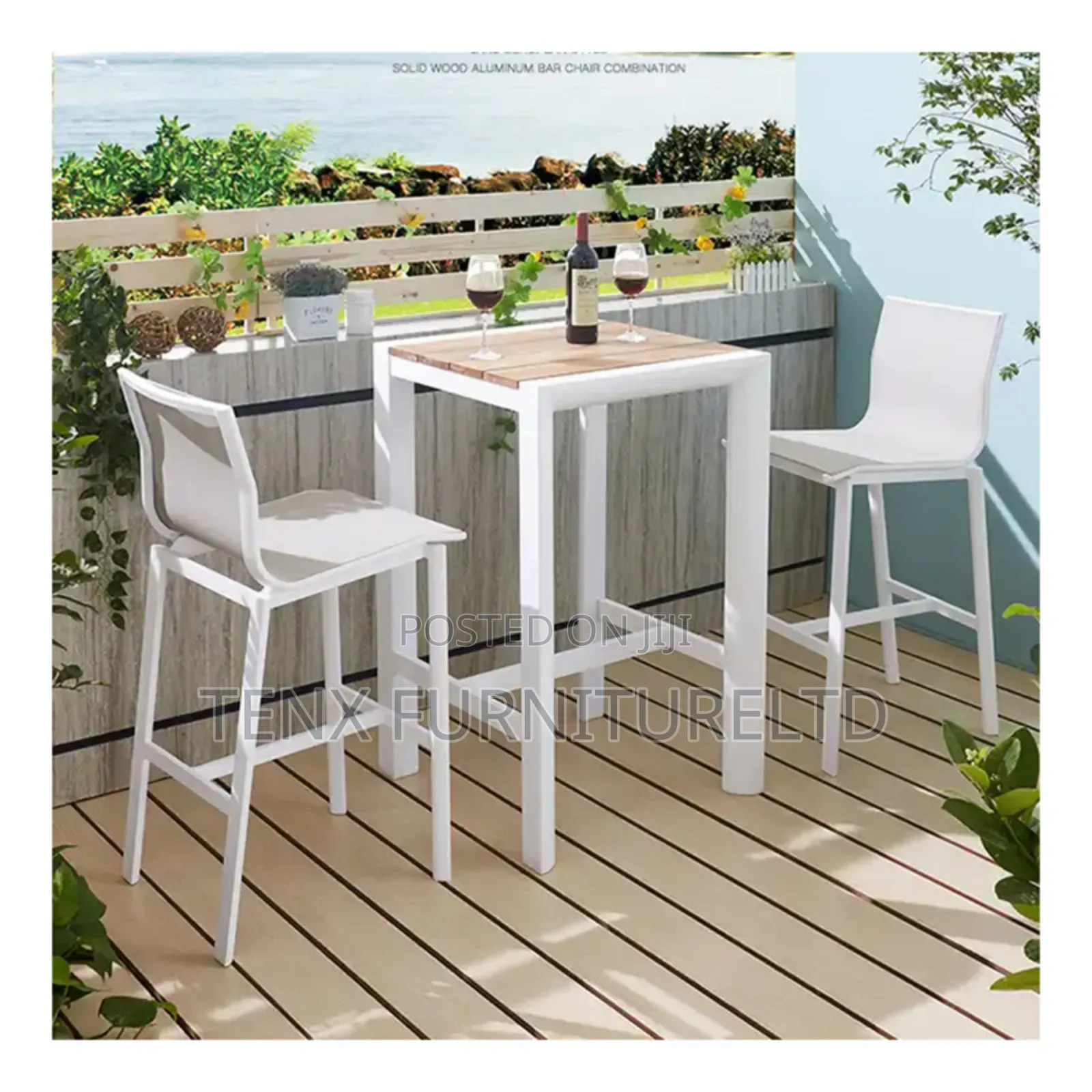 Outdoor Patio High Bar Dining Table Chairs Set