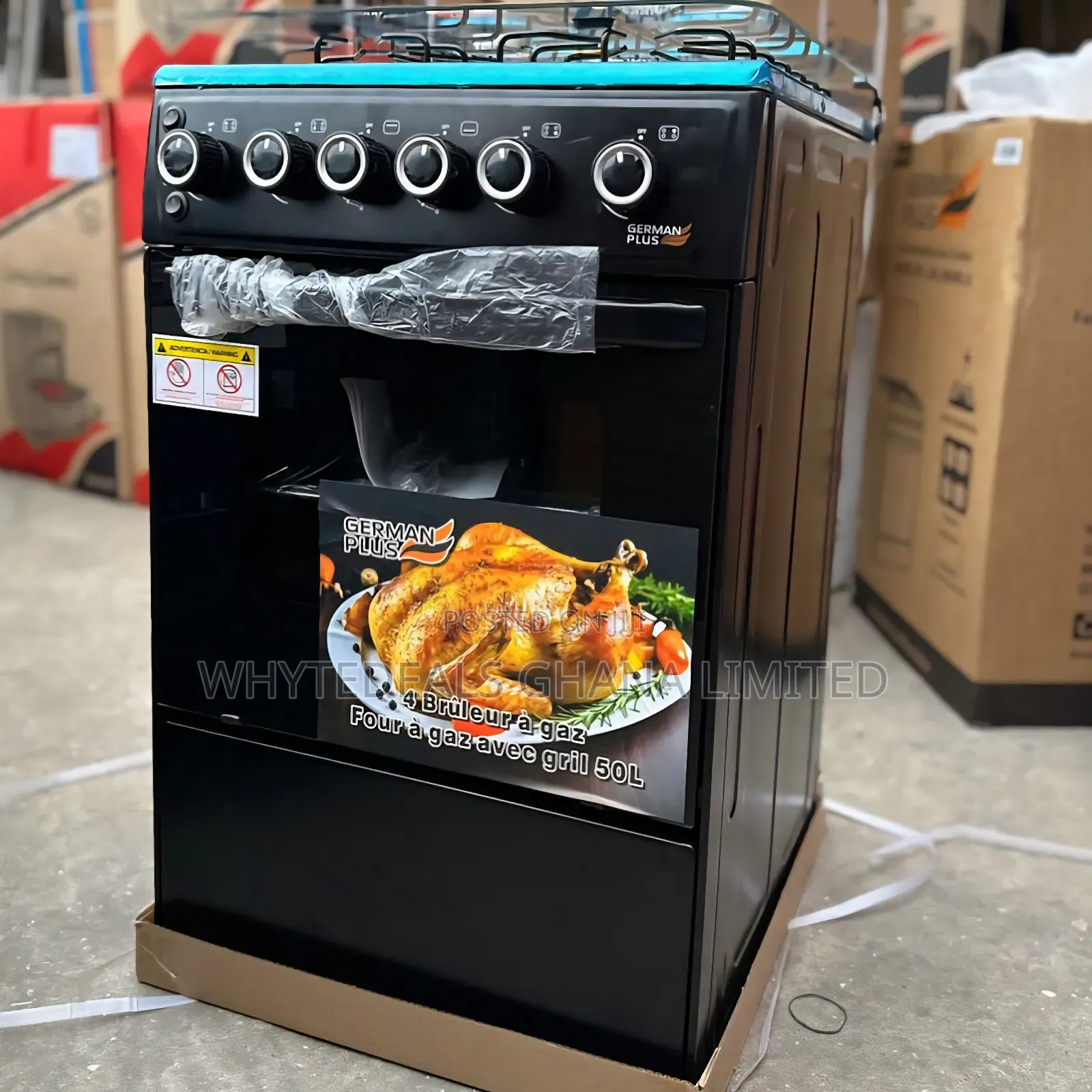 German Plus Gas Cooker| 4_burners| 50x50| Oven| Grill| Made In Germany