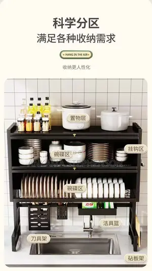 Kitchen Sink Storage Rack, Dishwashing Basin Countertop, Dustproof