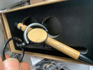 Wooden Pen With Half Circle Rotated Key Ring in a Box