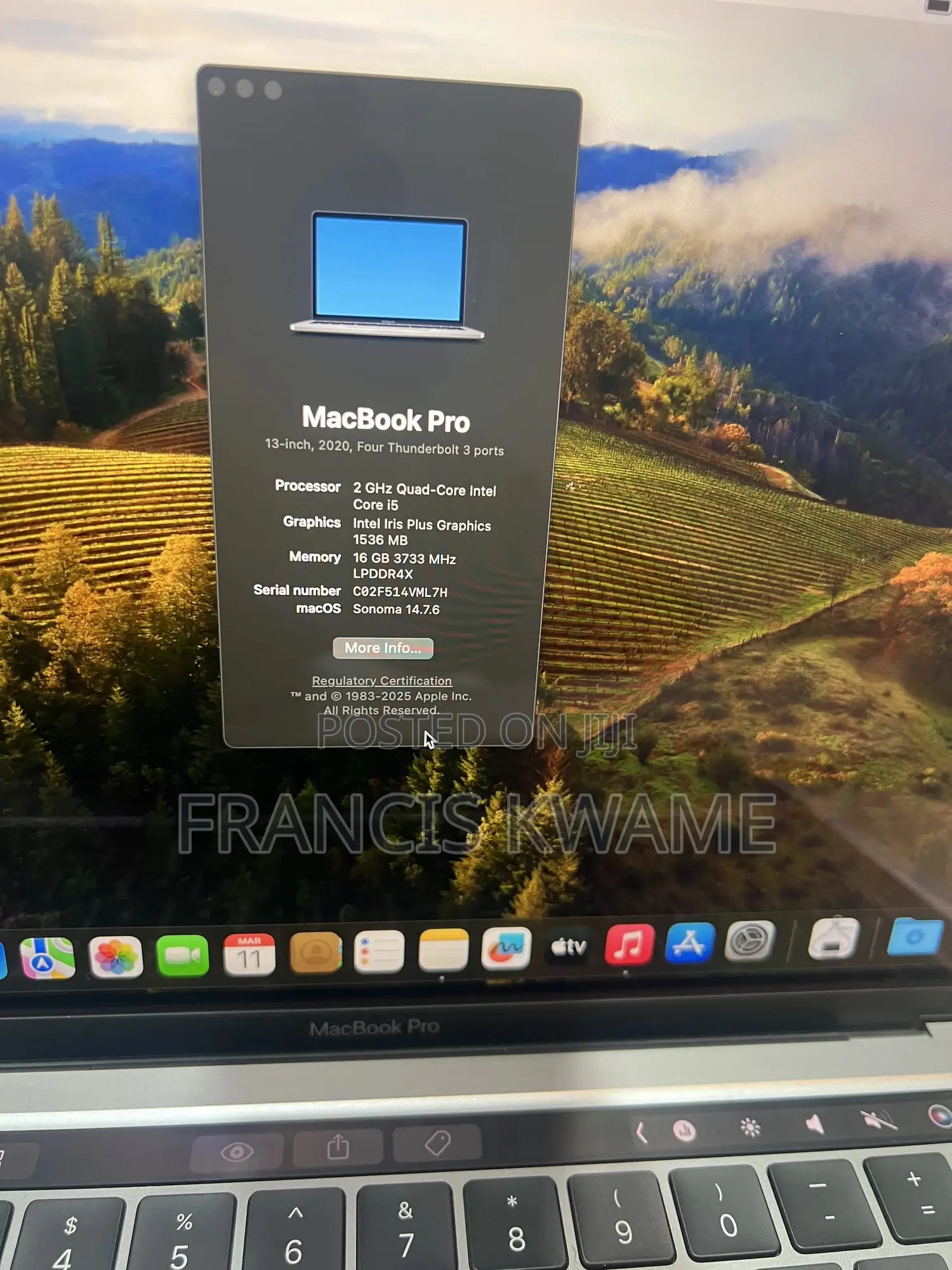 Laptop Apple MacBook Pro 2020 16GB Intel Core i5 SSD 512GB