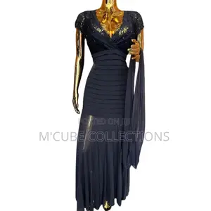 Navy Lace Evening Gown