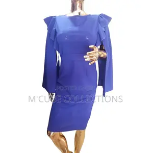 Royal Blue Ruffle Sleeve Midi Dress