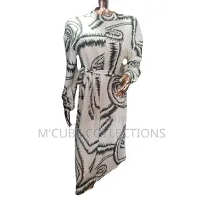 Abstract Print Belted Maxi Dress