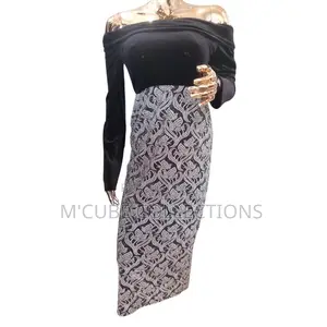 Off-Shoulder Velvet Jacquard Dress