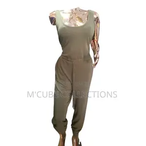Olive Drawstring Jumpsuit